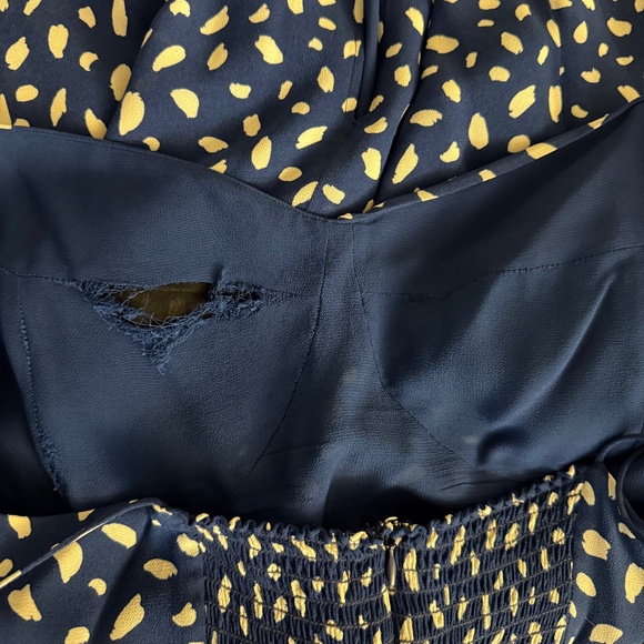 Reformation JULIETTE Midi Dress with Side Slit in Blue and White Print - Picture 3 of 5